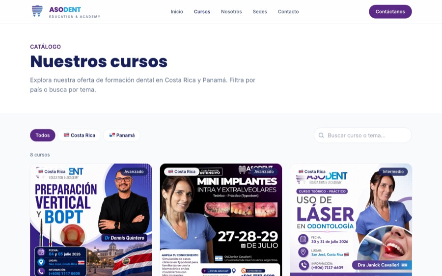 Asodent Education, catálogo de cursos