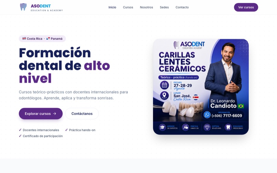 Sitio web de Asodent Education