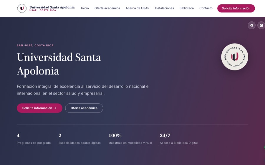 Sitio web de la Universidad Santa Apolonia